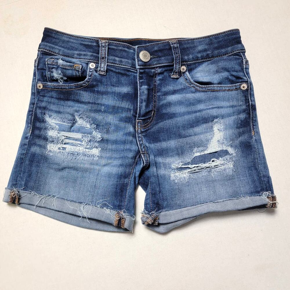 American Eagle Distressed Midi Shorts SZ 0